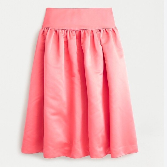NWT J. Crew Coral A-Line MIDI Skirt in DUCHESS SATIN Size 14 - Picture 1 of 9